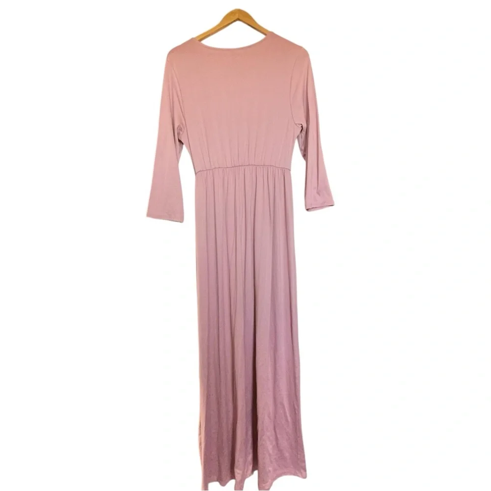Mother Bee Maternity stretchy maxi dress mauve 3/4 sleeve XL - Picture 7 of 9